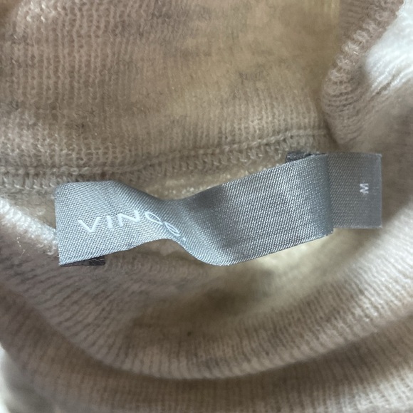 Vince Waffle Mock Neck Turtleneck Sweater 50% Wool 50% Cashmere Heather Gray - Picture 6 of 6